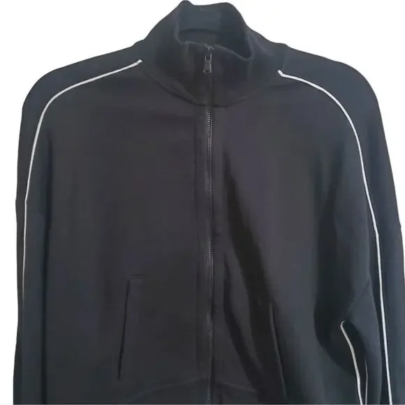 ATM Anthony Thomas Melillo Piped French Terry Track Jacket black S Quiet Luxury - Picture 4 of 13